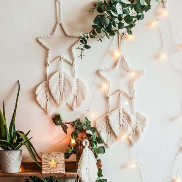 Woven Tapestry Star Moon Decoration Dreamcatcher Hanging Lamp Bedroom Wall Hanging - Image 4