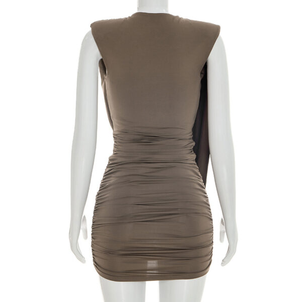 Designer Deep V-Neck Sleeveless Pleated Dress For Women - Image 19
