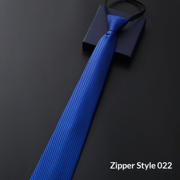 Mens Business Formal Zipper Tie With Blue Stripes - Image 42