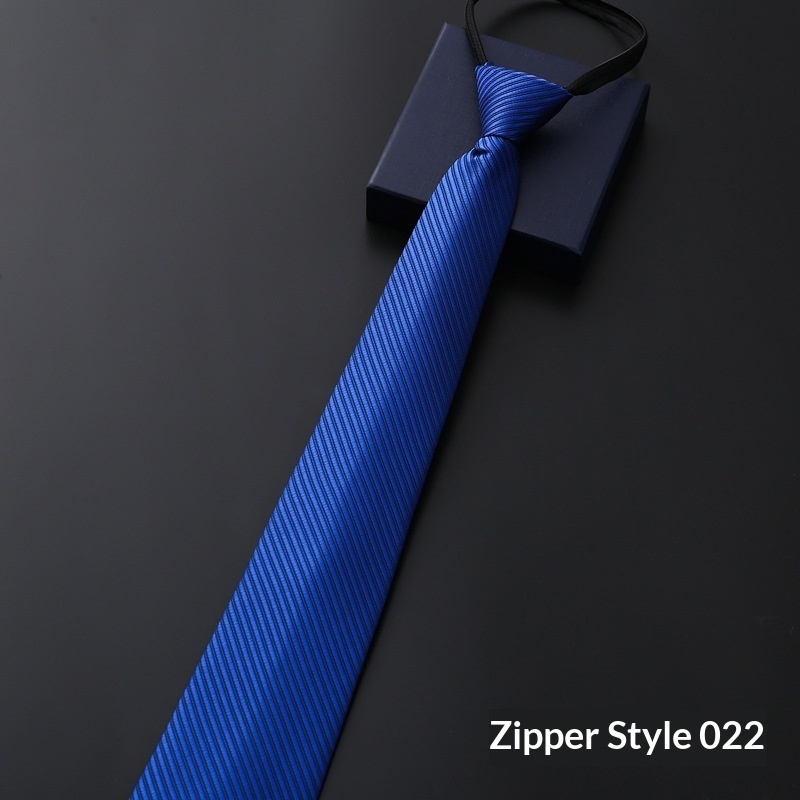 Mens Business Formal Zipper Tie With Blue Stripes - Image 42