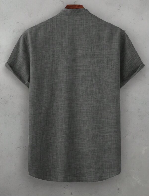 Mens Casual Short-sleeve Solid-color Shirt With A Turn-down Collar - Image 17