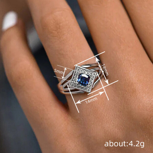 Womens Diamond-shaped Geometric Micro-pave Cubic Zirconia Multi-layer Ring - Image 6