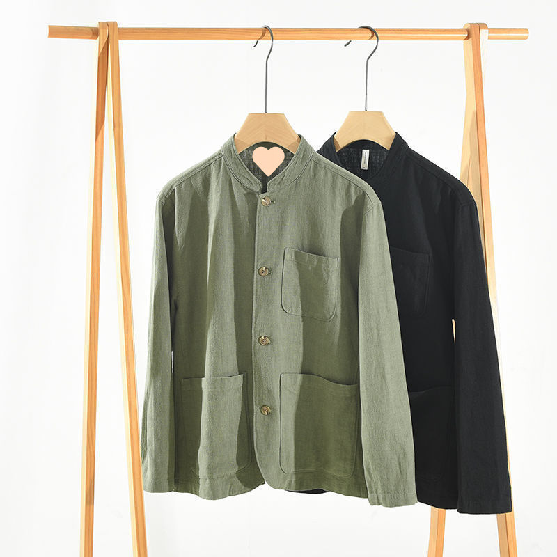 Mens Retro Linen Long-Sleeve Shirt - Image 4