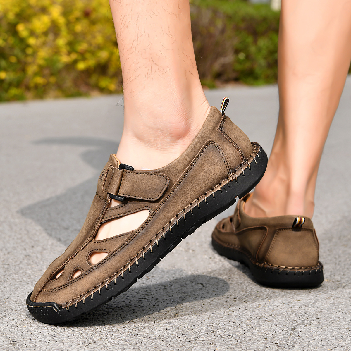 Breathable Hand-Sewn Mens Closed-Toe Sandals - Image 12