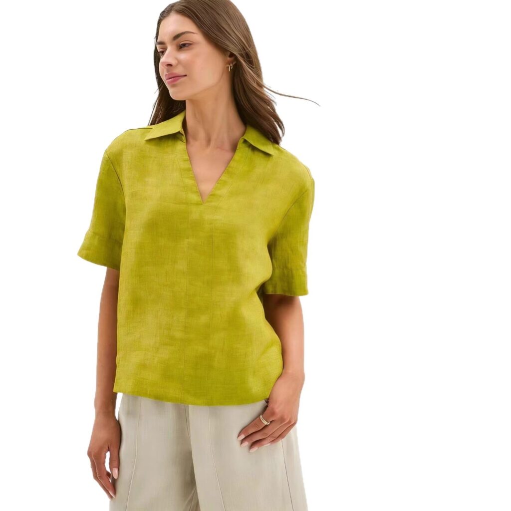 Summer Thin Figure-flattering Casual Faux Linen Top