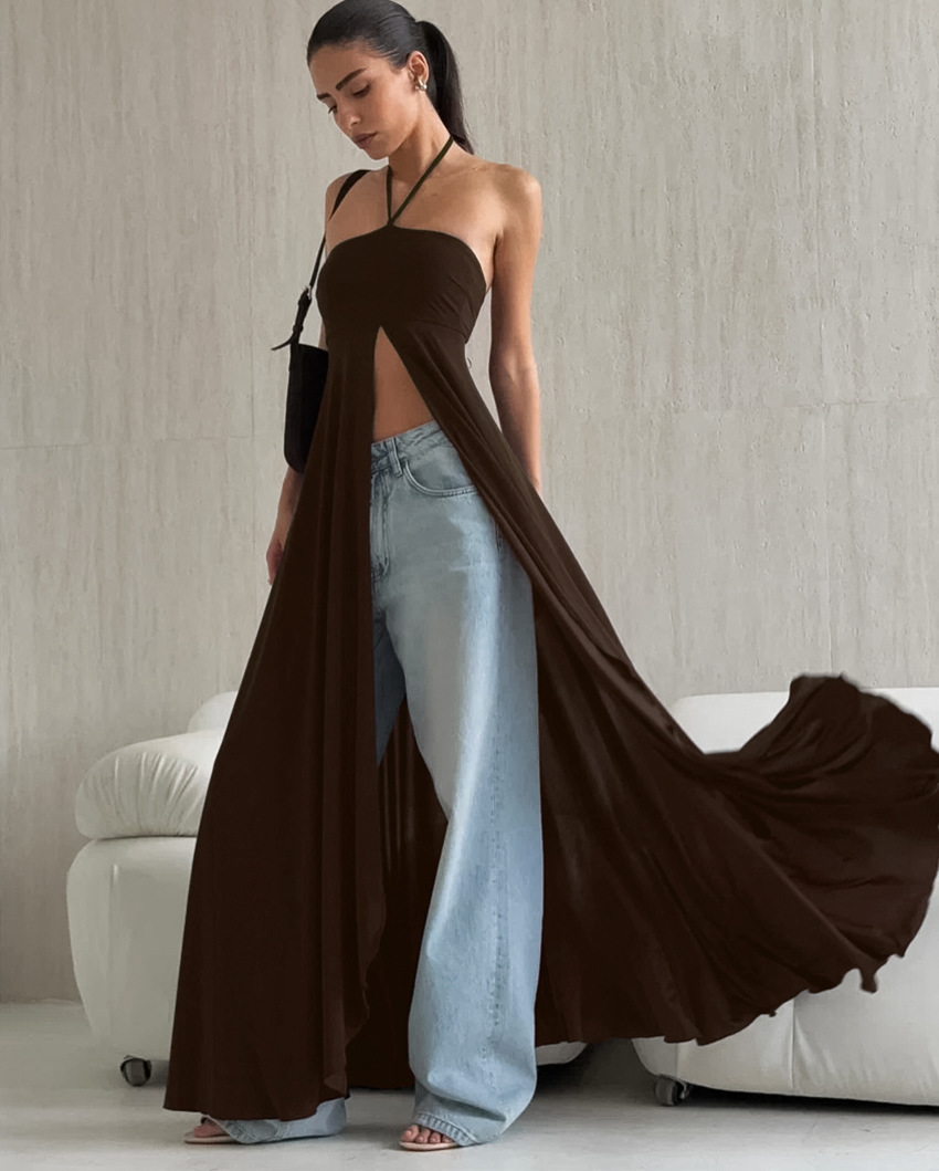 Halter-neck Sleeveless Strapless High Slit Dress - Image 4