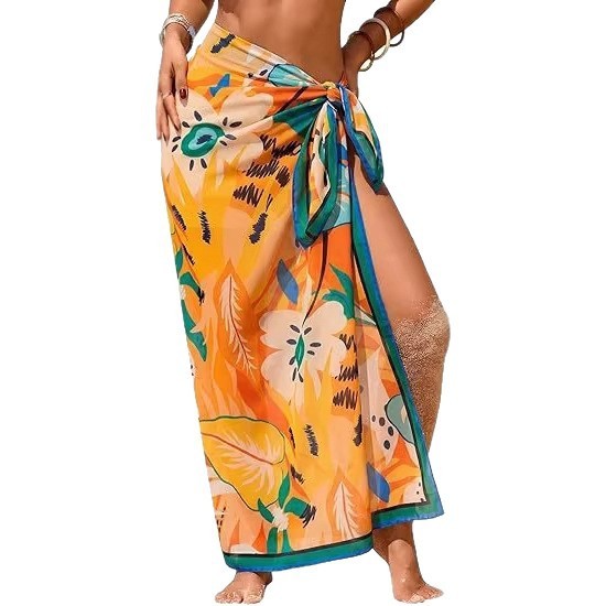 Women's Sheer Sarong High-Slit One-Size Swimsuit Cover-Up - Image 10