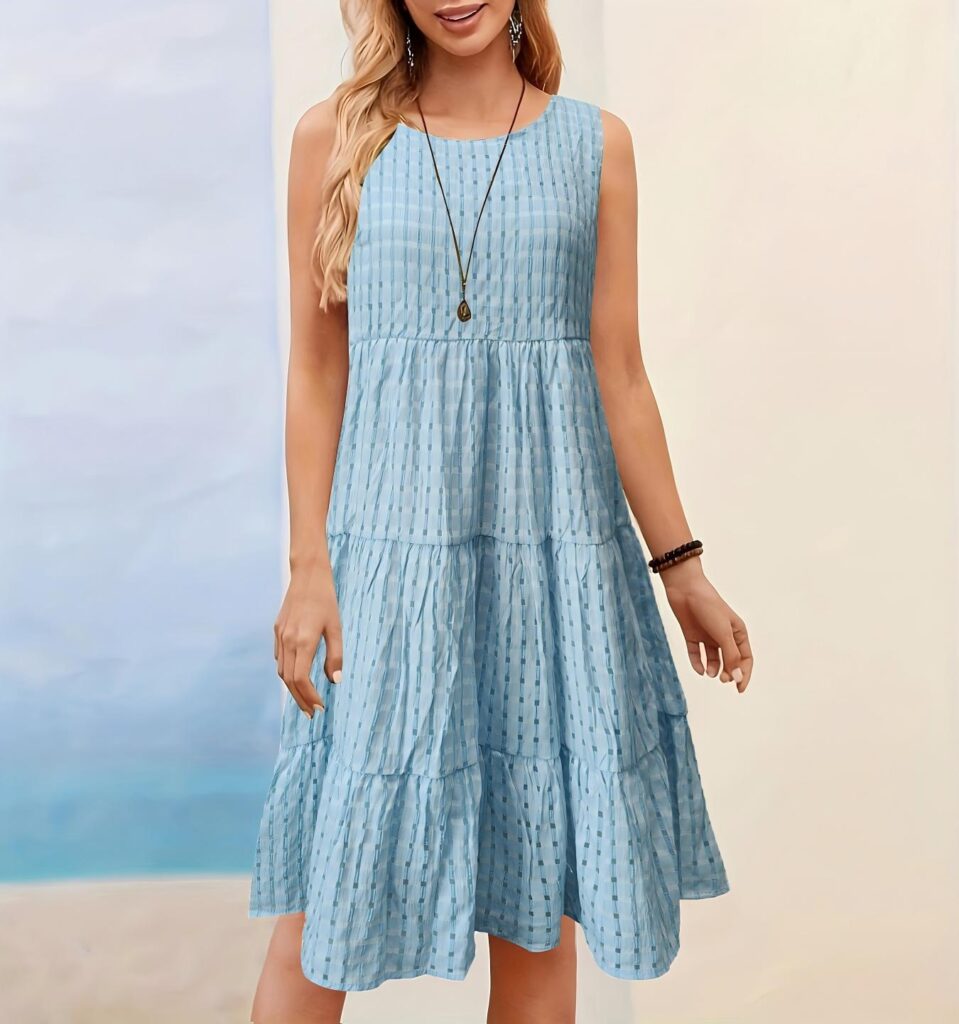 Women's Casual Solid-Colored Hollow-Out Vest Dress For Lunch Break