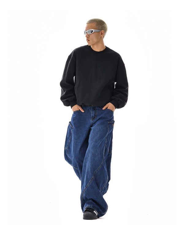 American-style Vintage Design Scimitar Workwear Jeans For Men And Women - Image 8