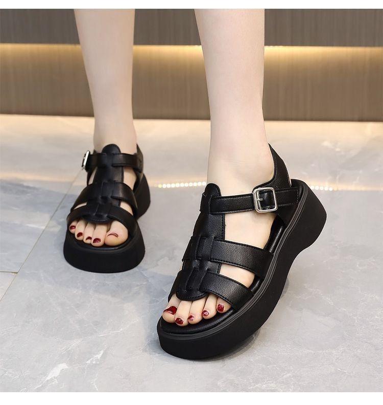 One-strap Open-toe Sandals With A Rubber Mid-heel