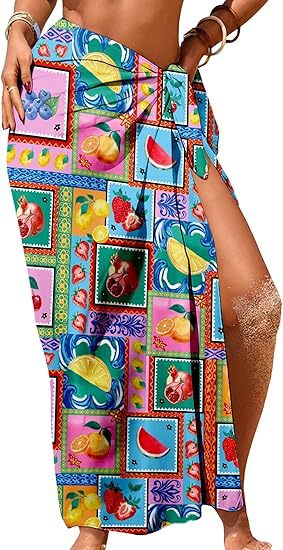 Women's Sheer Sarong High-Slit One-Size Swimsuit Cover-Up - Image 38