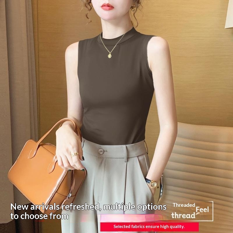 Sleeveless Strap Stand-up Collar Vest Women - Image 3