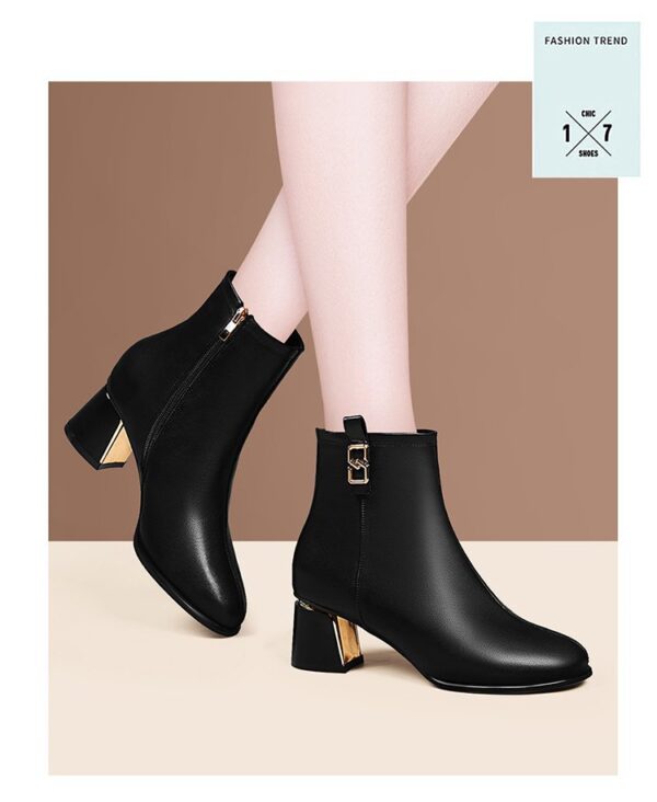 Womens Chunky-heeled Shoes With A Side-zip Design - Image 8