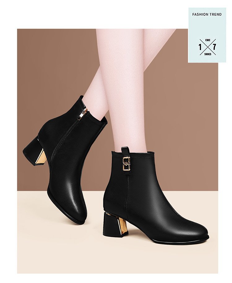 Womens Chunky-heeled Shoes With A Side-zip Design - Image 8