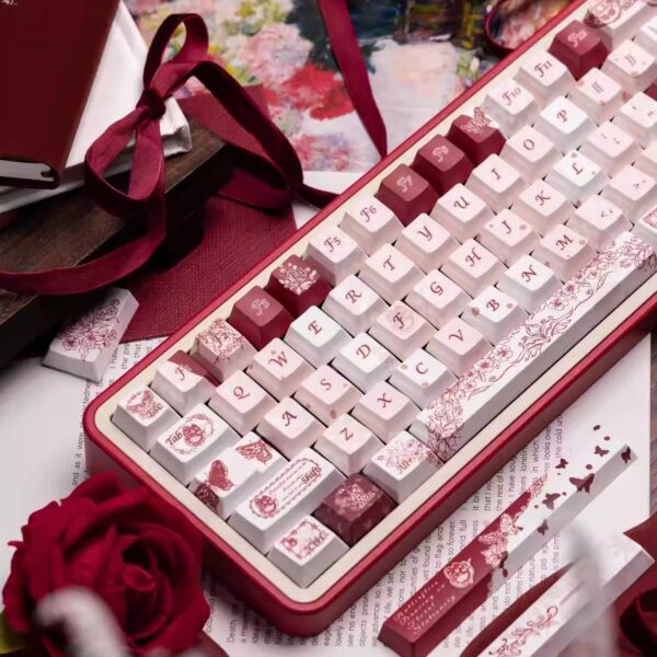 Butterfly Flower Note Original PBT Five-sided Dye-sublimation Mechanical Keyboard Keycaps - Image 3
