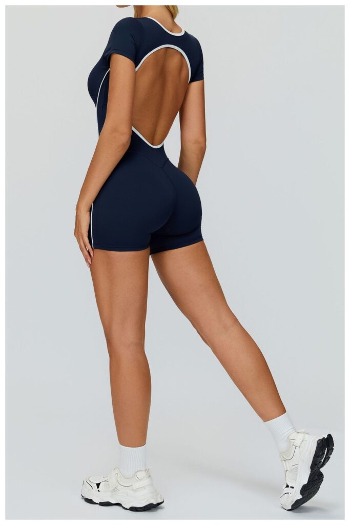 Jumpsuit With Cutout Back, Form-fitting Athletic Fitness Wear