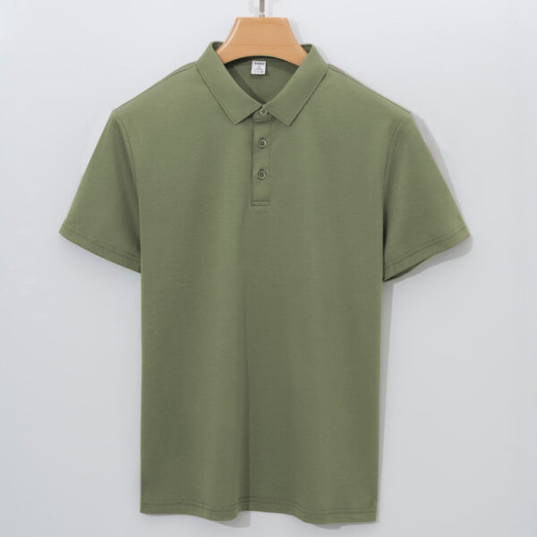 High-end 120-count Double-sided Mercerized Cotton Mens Short-sleeve Polo Shirt - Image 6