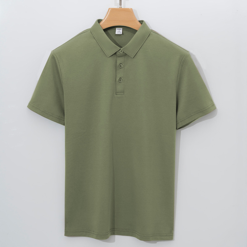 High-end 120-count Double-sided Mercerized Cotton Mens Short-sleeve Polo Shirt - Image 6
