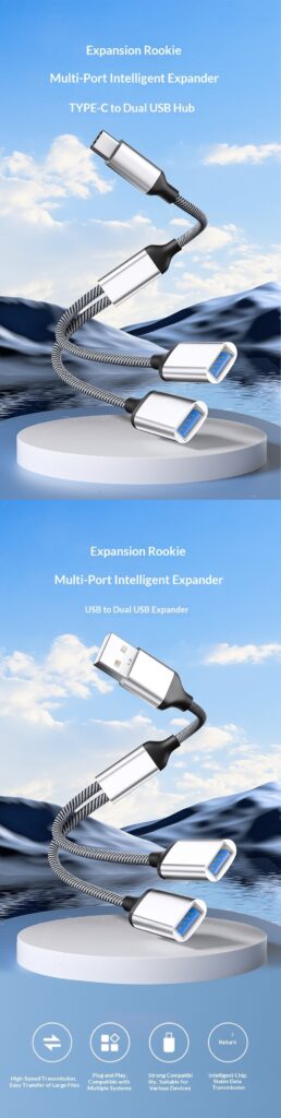 1-to-2 Hub Laptop Docking Station Adapter