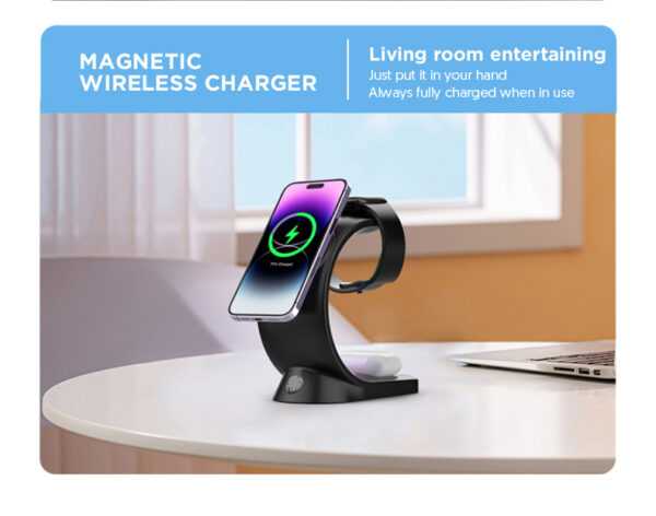 4 In 1 Magnetic Wireless Charger Fast Charging For Smart Phone Atmosphere Light Charging Station For Airpods Pro I-phone Watch - Image 11