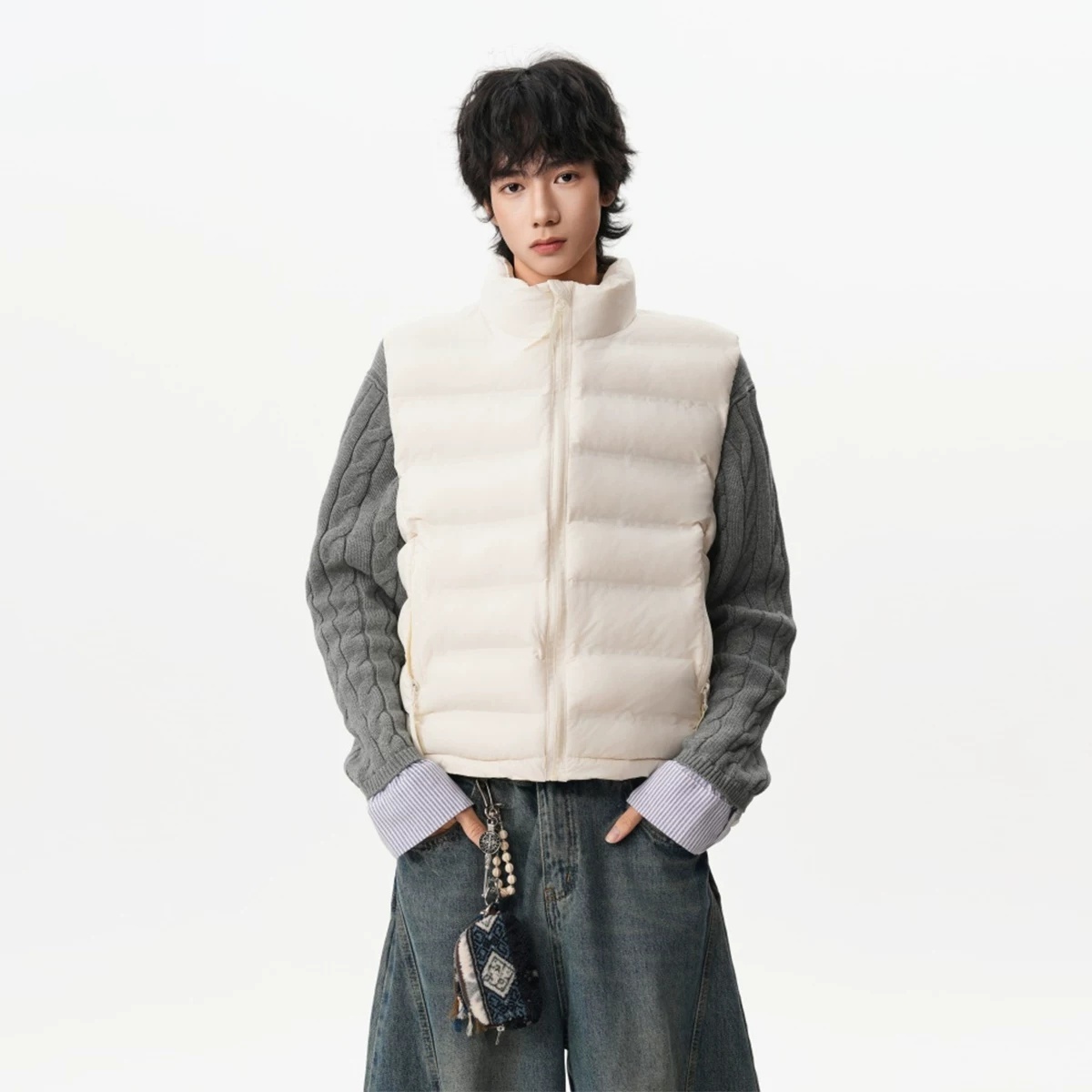 American Style Button-down Solid-color Cotton Jacket Vest - Image 12
