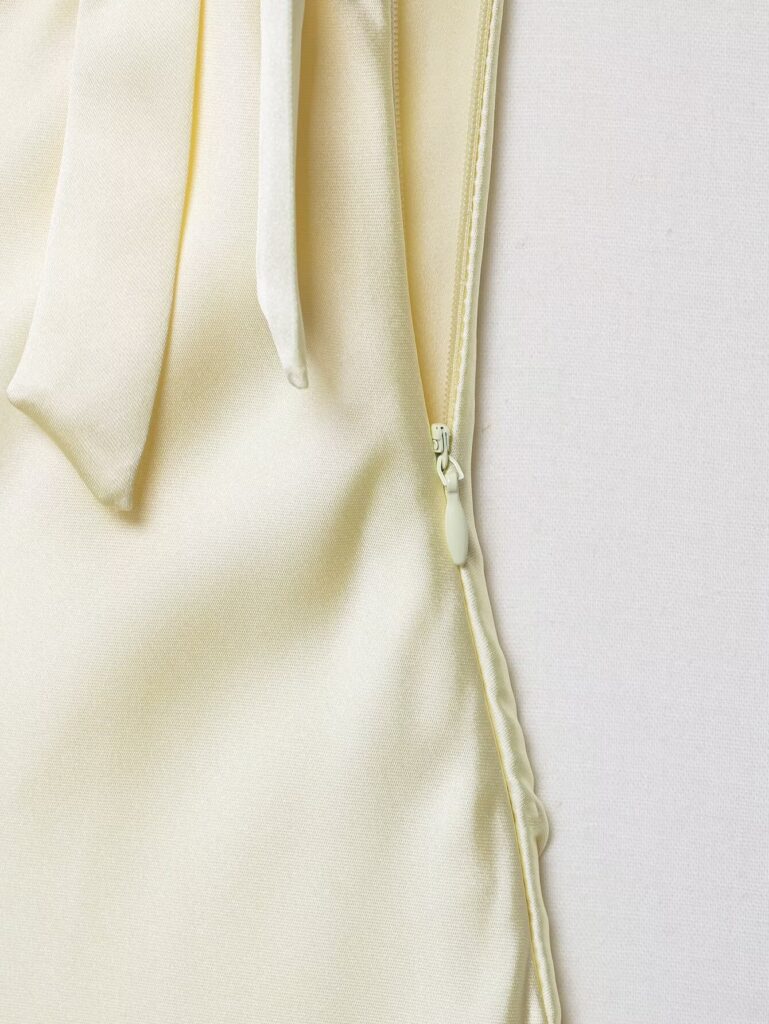 Womens Bow-Decorated Satin-Feel Dress