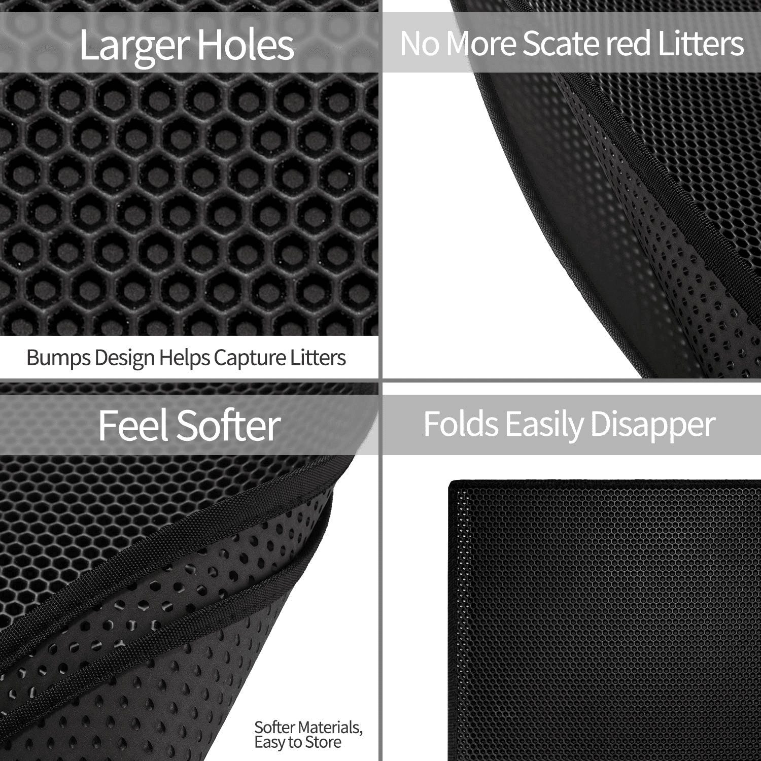 Kitty Cat Litter Mat Trapping Honeycomb Double Layer Design Waterproof Double Layer EVA Cat Litter Pad Waterproof Non-slip Sand Basin Filter Kitten Dog Washable Mattress - Image 5