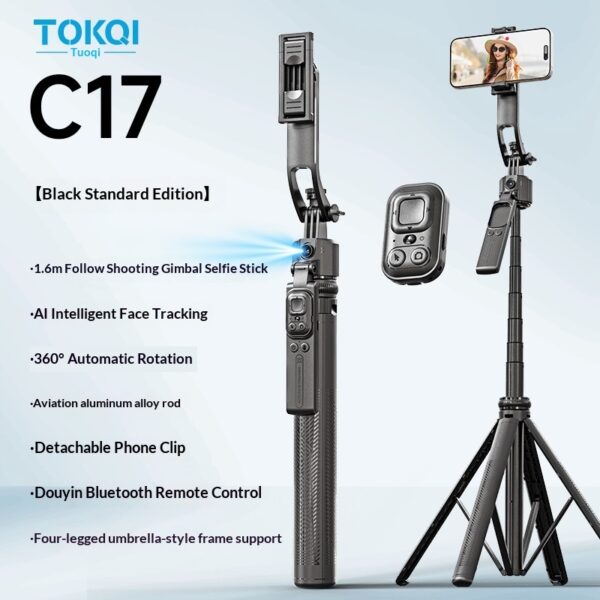 C17 Smartphone Selfie Stick Smart  Stabilized Extendable Gimbal With Full Auto Mode - Image 6