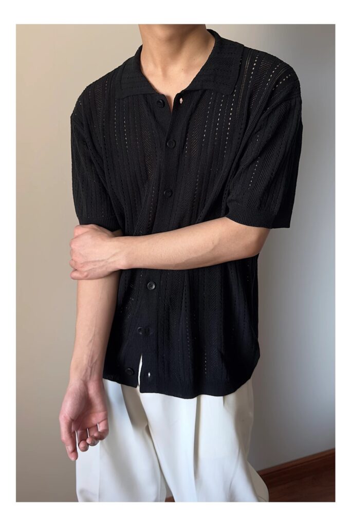 Hollow-out Vintage Lapel Knit Sweater For Men