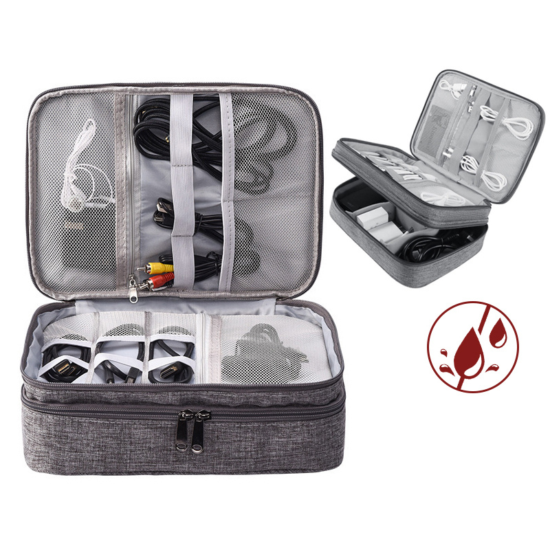 Electronics Organizer Travel Cable Organizer Bag Waterproof Portable Digital Storage Bag Electronic Accessories Case Cable Charger Organizer Case Multifunctional Waterproof Storage Bag - Image 1
