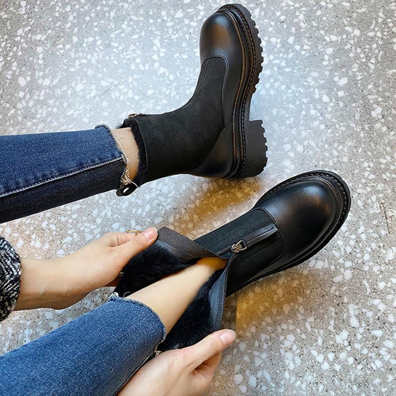 Thickened Front-Zip Ankle Boots Influencer-Style Cotton Shoes New Arrival - Image 4