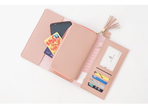 Geometric Letter Buckle Clutch Bag With Tassel And Petal Design For Young Women - Image 12