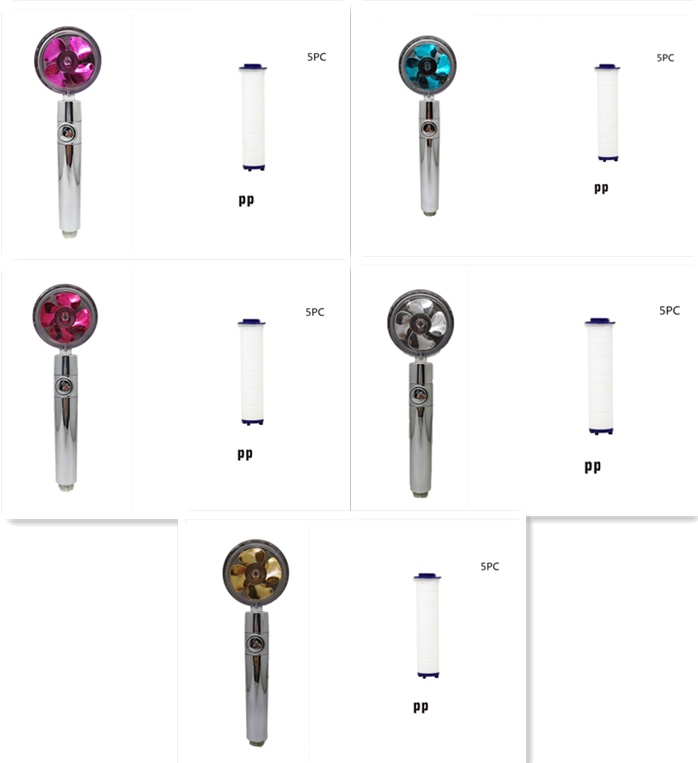 Shower Head Water Saving Flow 360 Degrees Rotating With Small Fan ABS Rain High Pressure Spray Nozzle Bathroom Accessories - Image 80