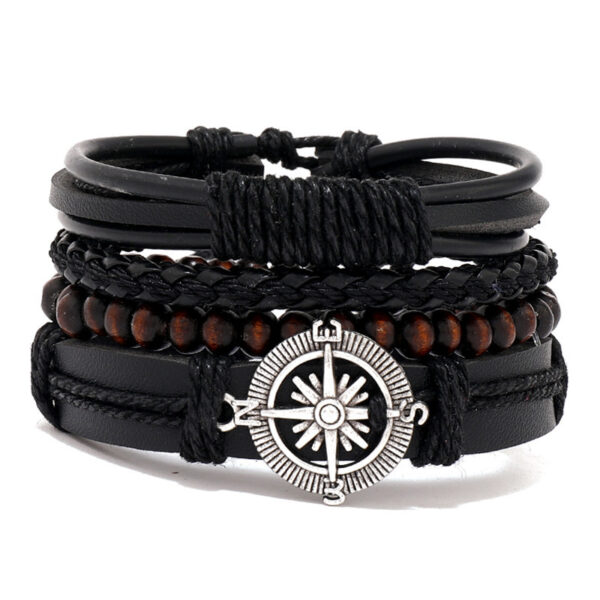 4-Piece Set Of Stylish Trendy Personalized Braided Leather Bracelets For Men - Image 4