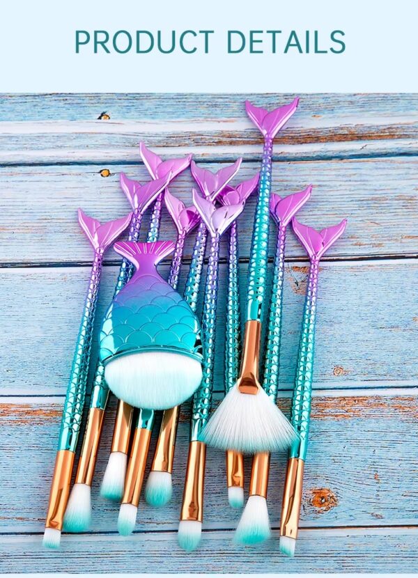 11pcs Makeup Brushes Kit Maquiagem Maquillaje New Mermaid Foundation Eyebrow Eyeliner Cosmetic Makeup Brushes - Image 8