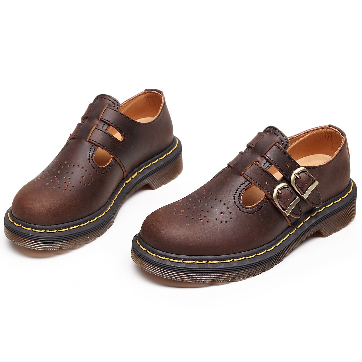Genuine Leather Low-Top Womens Horse Brown Fashionable Casual Cowhide Shoes - Image 4