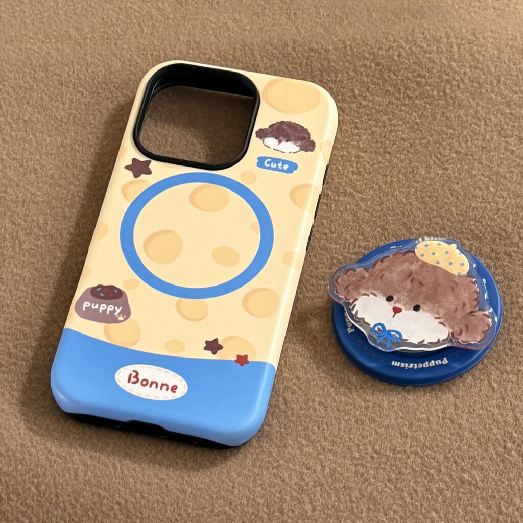 Cheese Puppy Magnetic Holder Phone Case With Cartoon Film Design
