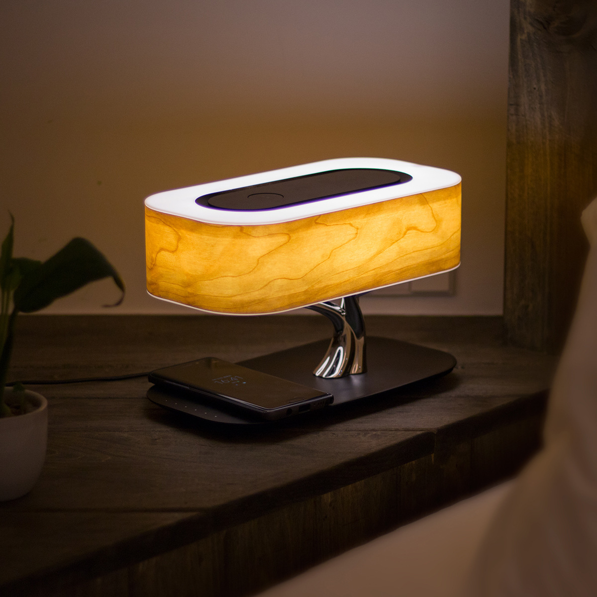 Creative Tree Light Table Lamp Bluetooth-Compatiable Music Speaker Bedside Light Dimmable Phone Wireless Charging Desk Lights - Image 1