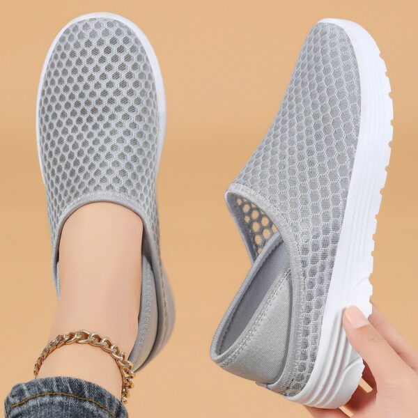 Large Size Lightweight Breathable Mesh Hole Half Slippers - Image 7