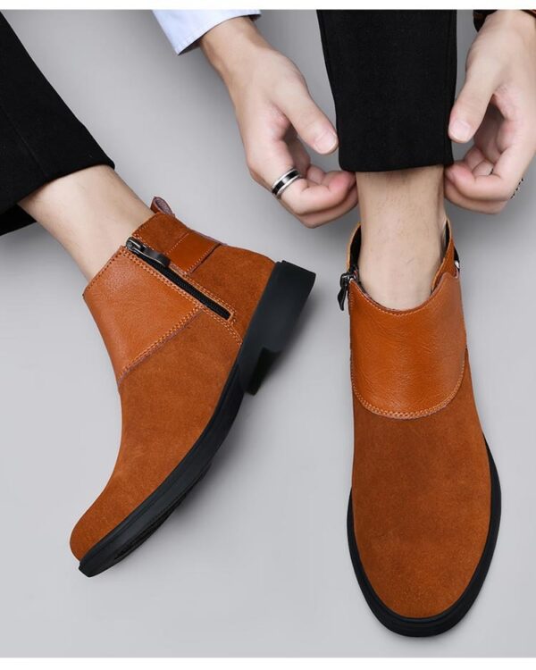 High-top British-style Leather Zip-up Ankle Boots - Image 15