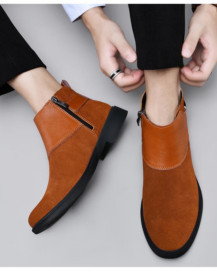 High-top British-style Leather Zip-up Ankle Boots