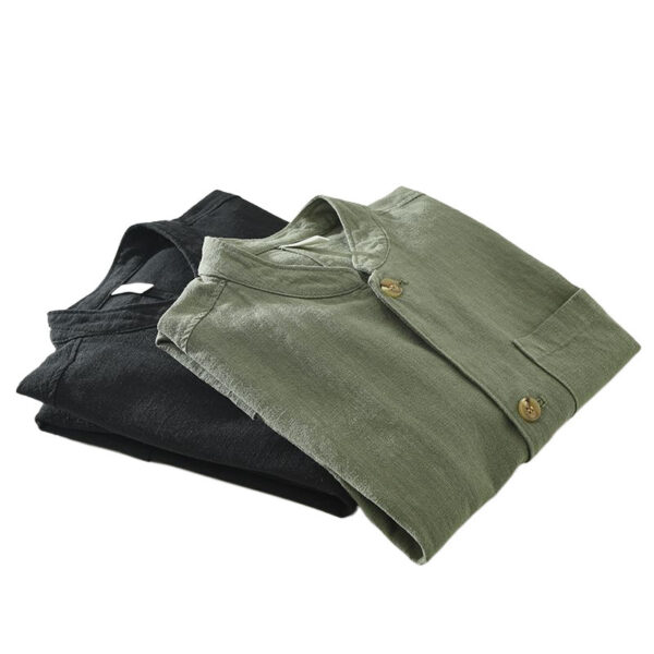 Mens Retro Linen Long-Sleeve Shirt - Image 5