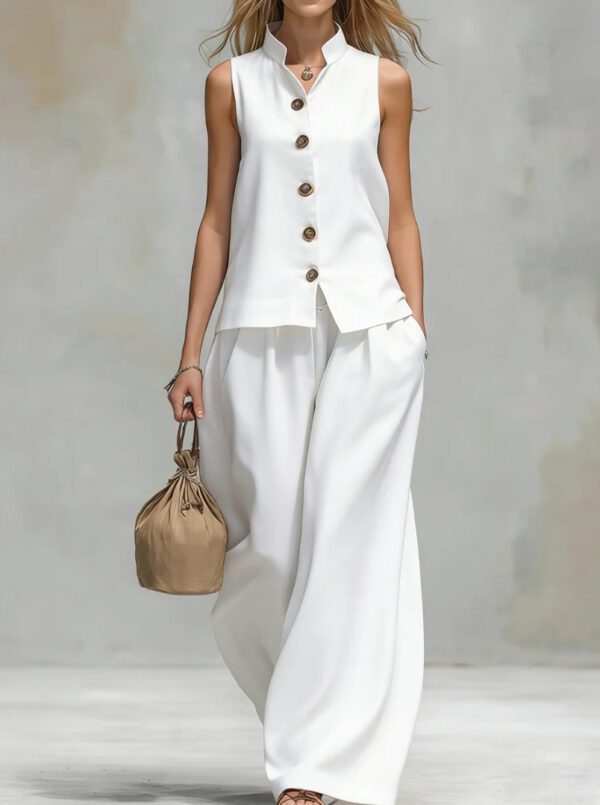 Fashionable Casual V-Neck Vest And Pants Set - Image 9