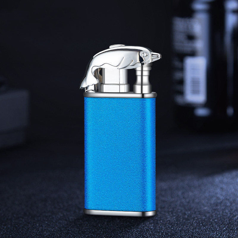 Creative Blue Flame Lighter Dolphin Dragon Tiger Double Fire Metal Winproof Lighter Inflatable Lighter - Image 25