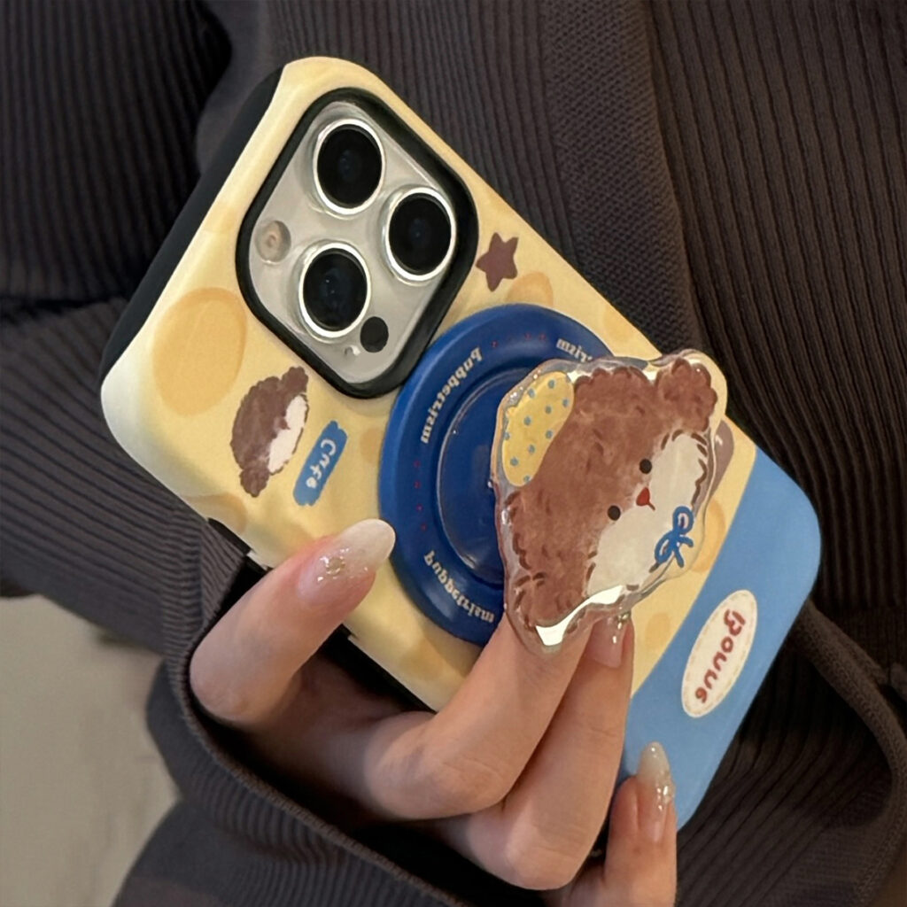 Cheese Puppy Magnetic Holder Phone Case With Cartoon Film Design