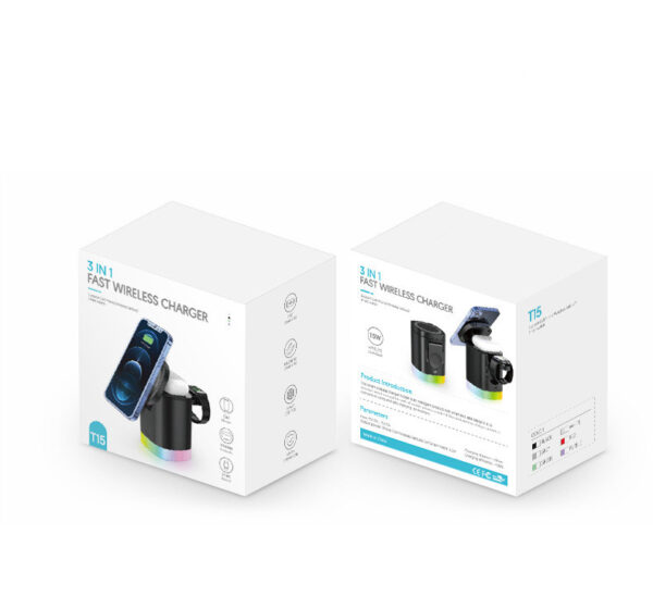 3 In 1 Magnetic Wireless Fast Charger For Smart Phone RGB Ambient Light Charging Station For Airpods IWatch - Image 11