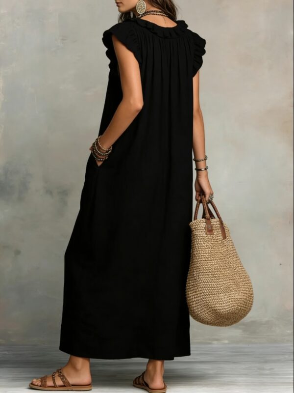 Women's Spring Summer Pocket Ruffle Elegant Dress - Image 11