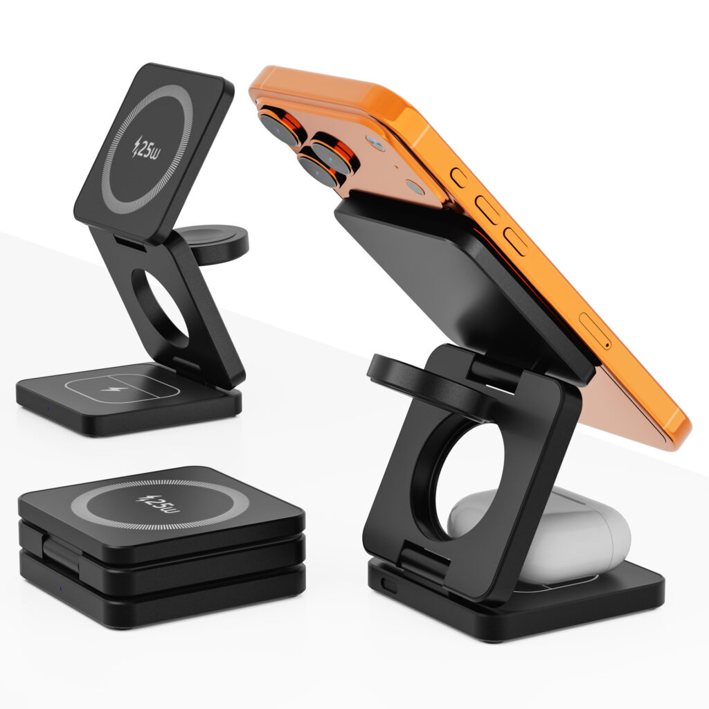 3-in-1 Foldable Magnetic Wireless Charging Desktop Stand
