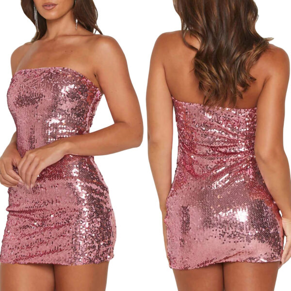 Women's Fashionable Sexy Beaded Irregular Dress - Image 7