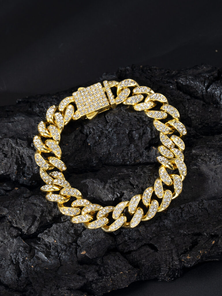 Spring Buckle Cuba Bracelet Alloy Full Diamond